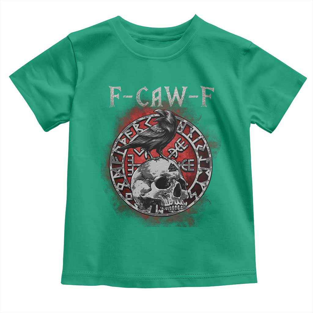 Funny F Caw F Viking Crow Toddler T Shirt Vegvisir Black Bird Gothic Skull Adult Humor - Wonder Print Shop