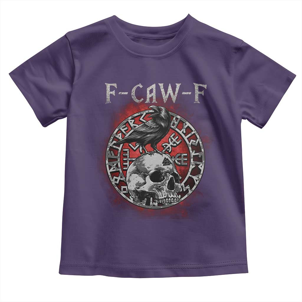Funny F Caw F Viking Crow Toddler T Shirt Vegvisir Black Bird Gothic Skull Adult Humor - Wonder Print Shop