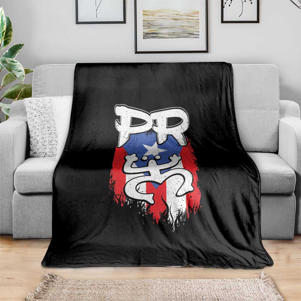 Puerto Rico Flag Hispanic Heritage Month Boricua Taino Coqui Frog Throw Blanket - Wonder Print Shop