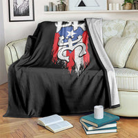 Puerto Rico Flag Hispanic Heritage Month Boricua Taino Coqui Frog Throw Blanket - Wonder Print Shop