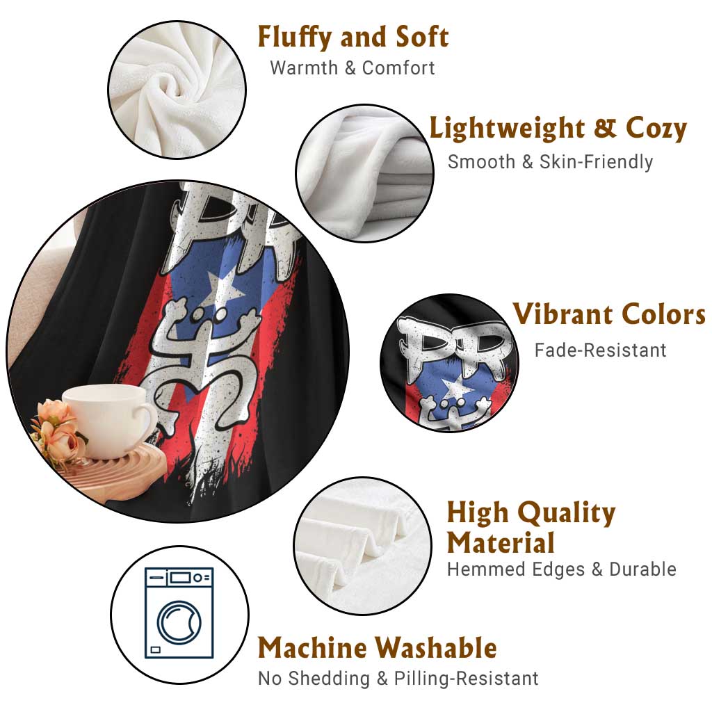 Puerto Rico Flag Hispanic Heritage Month Boricua Taino Coqui Frog Throw Blanket - Wonder Print Shop