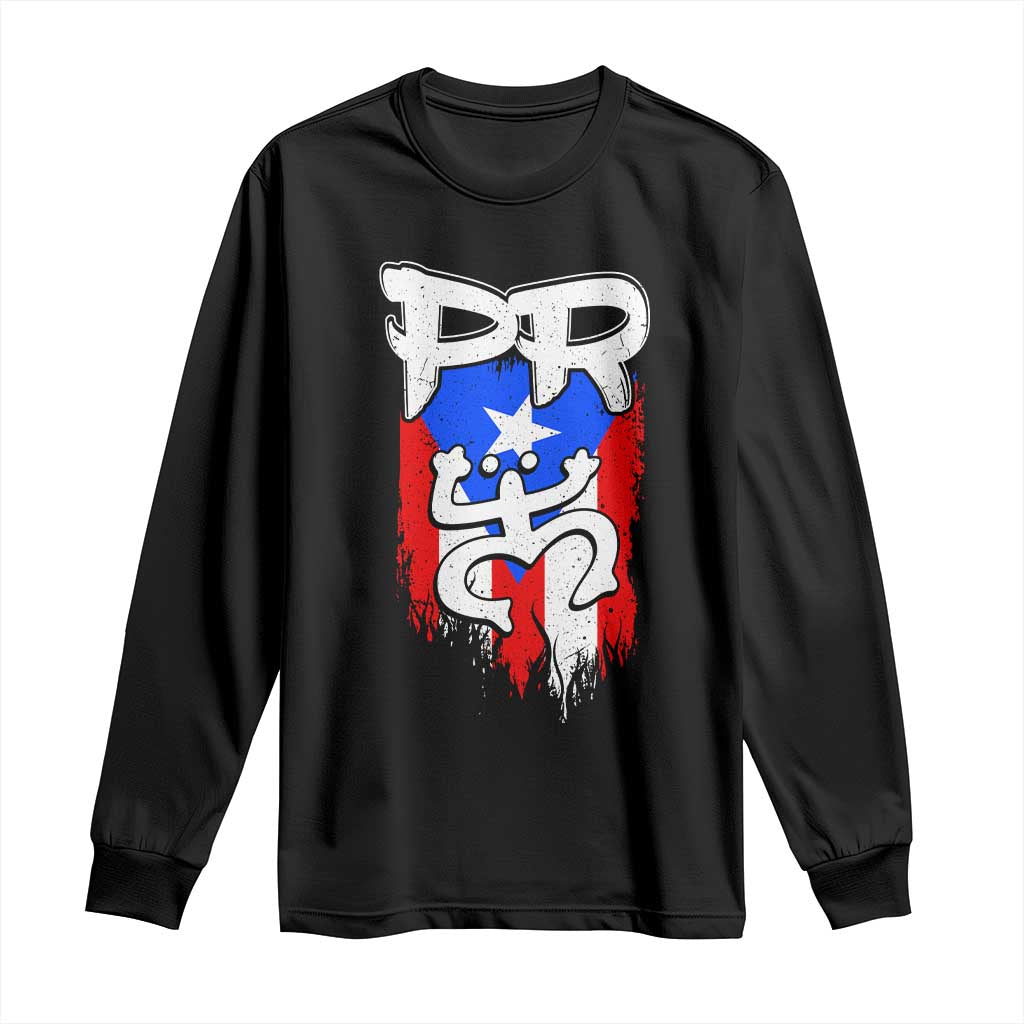 Puerto Rico Flag Hispanic Heritage Month Boricua Taino Coqui Frog Long Sleeve Shirt - Wonder Print Shop