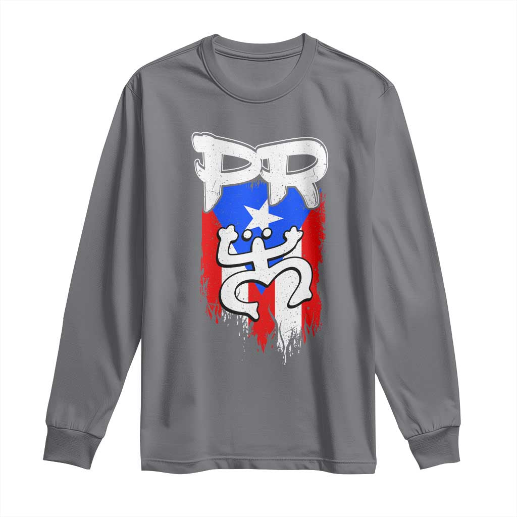 Puerto Rico Flag Hispanic Heritage Month Boricua Taino Coqui Frog Long Sleeve Shirt - Wonder Print Shop