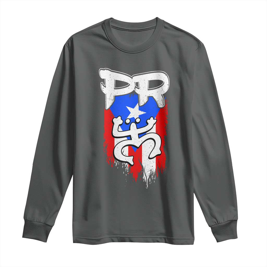 Puerto Rico Flag Hispanic Heritage Month Boricua Taino Coqui Frog Long Sleeve Shirt - Wonder Print Shop