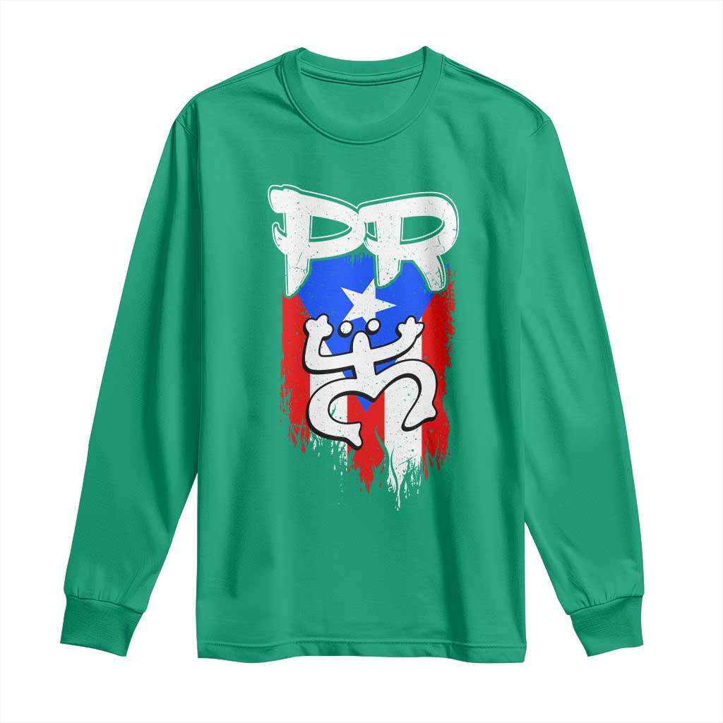 Puerto Rico Flag Hispanic Heritage Month Boricua Taino Coqui Frog Long Sleeve Shirt - Wonder Print Shop