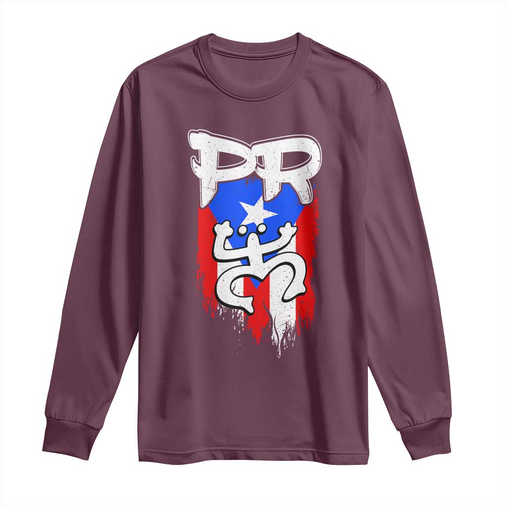 Puerto Rico Flag Hispanic Heritage Month Boricua Taino Coqui Frog Long Sleeve Shirt - Wonder Print Shop
