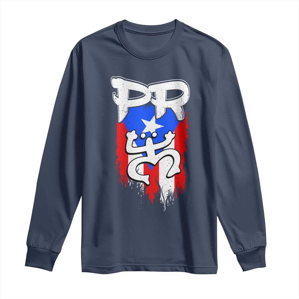 Puerto Rico Flag Hispanic Heritage Month Boricua Taino Coqui Frog Long Sleeve Shirt - Wonder Print Shop