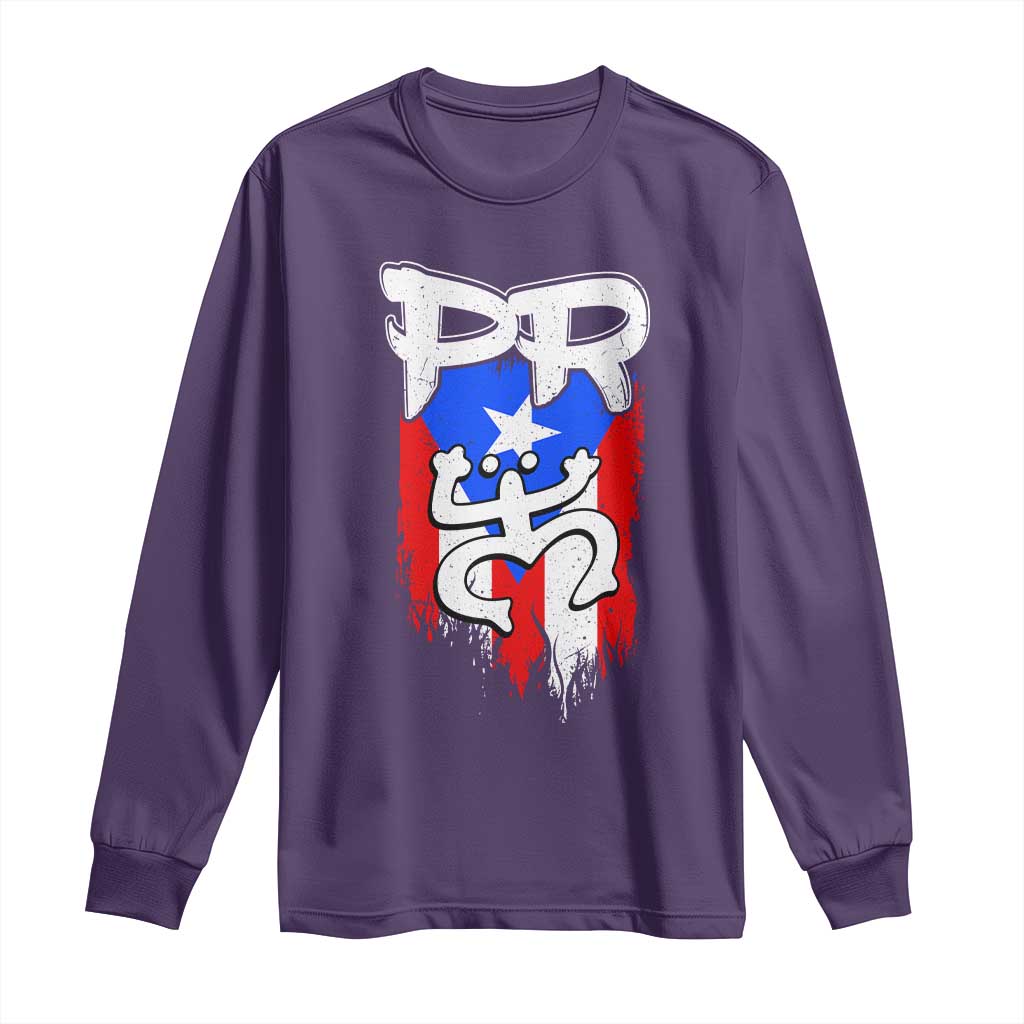 Puerto Rico Flag Hispanic Heritage Month Boricua Taino Coqui Frog Long Sleeve Shirt - Wonder Print Shop