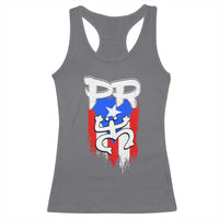 Puerto Rico Flag Hispanic Heritage Month Boricua Taino Coqui Frog Racerback Tank Top - Wonder Print Shop