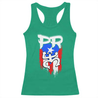 Puerto Rico Flag Hispanic Heritage Month Boricua Taino Coqui Frog Racerback Tank Top - Wonder Print Shop