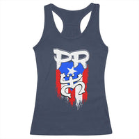 Puerto Rico Flag Hispanic Heritage Month Boricua Taino Coqui Frog Racerback Tank Top - Wonder Print Shop