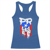 Puerto Rico Flag Hispanic Heritage Month Boricua Taino Coqui Frog Racerback Tank Top - Wonder Print Shop
