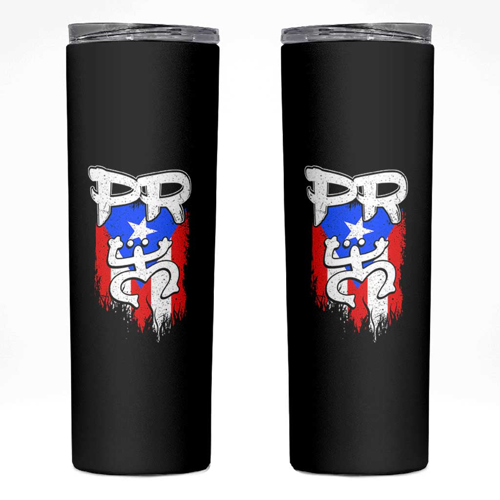 Puerto Rico Flag Hispanic Heritage Month Boricua Taino Coqui Frog Skinny Tumbler - Wonder Print Shop