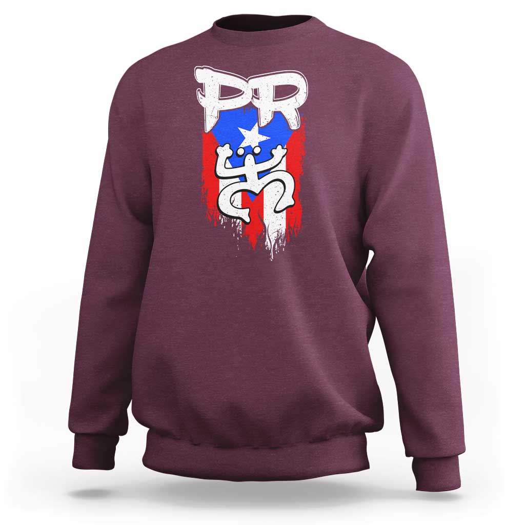 Puerto Rico Flag Hispanic Heritage Month Boricua Taino Coqui Frog Sweatshirt - Wonder Print Shop