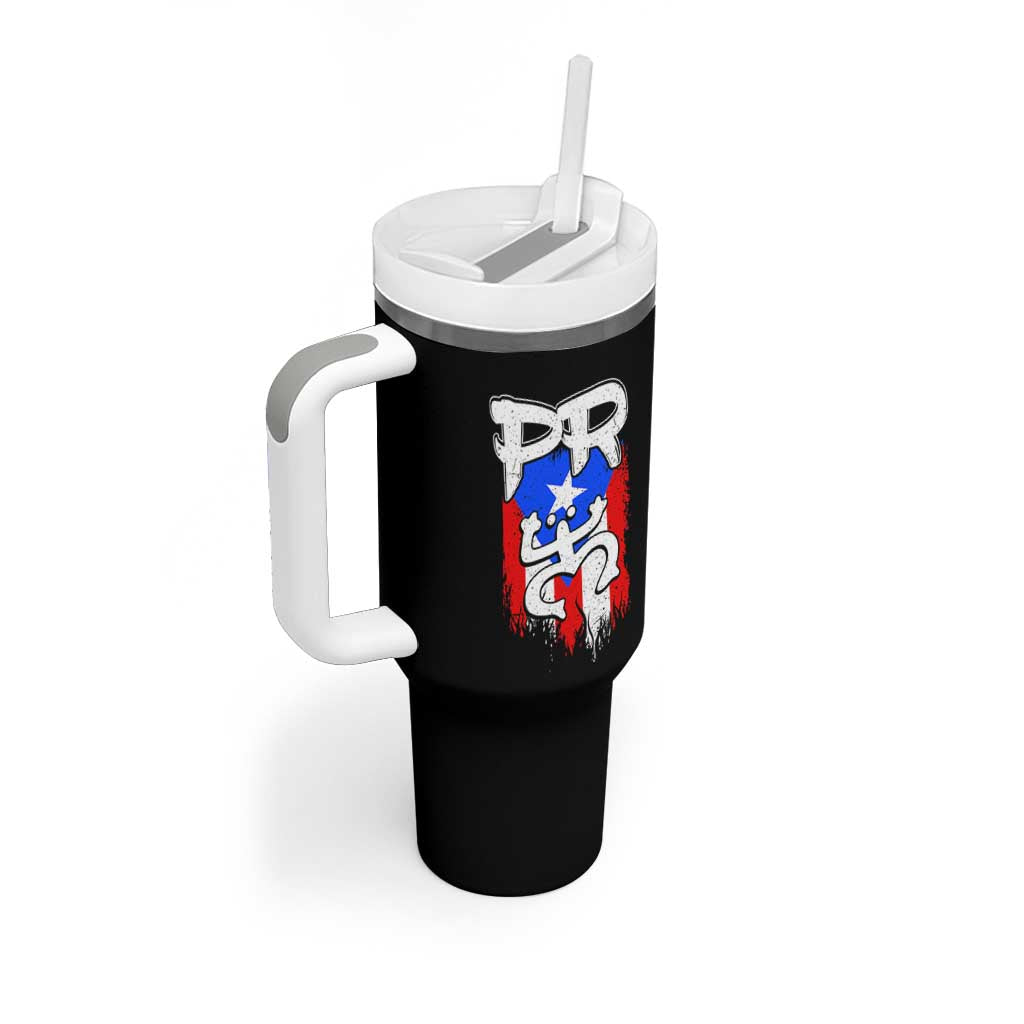 Puerto Rico Flag Hispanic Heritage Month Boricua Taino Coqui Frog Tumbler With Handle - Wonder Print Shop