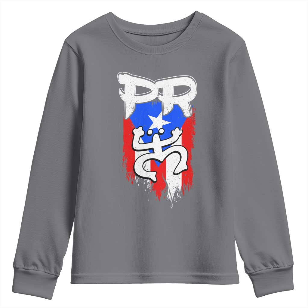 Puerto Rico Flag Hispanic Heritage Month Boricua Taino Coqui Frog Youth Sweatshirt - Wonder Print Shop