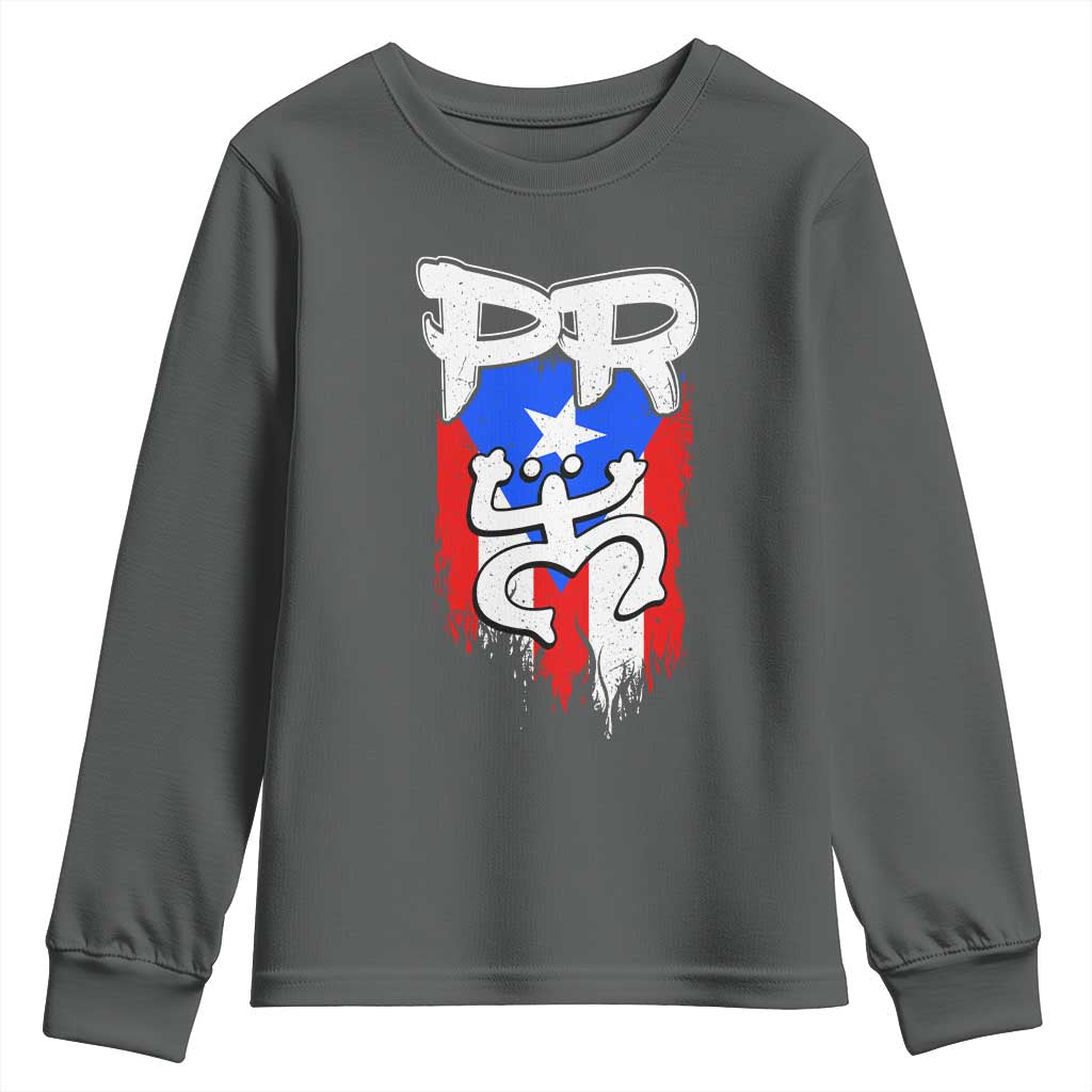Puerto Rico Flag Hispanic Heritage Month Boricua Taino Coqui Frog Youth Sweatshirt - Wonder Print Shop