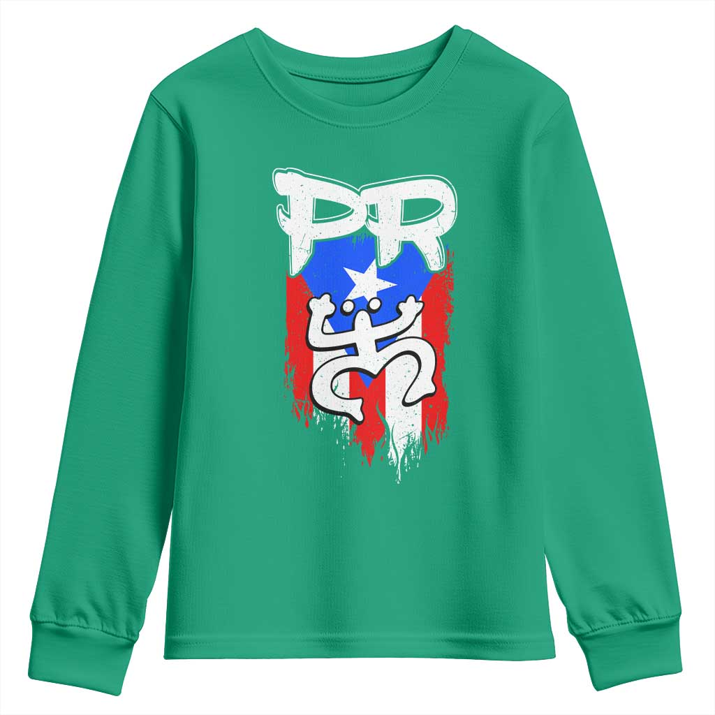 Puerto Rico Flag Hispanic Heritage Month Boricua Taino Coqui Frog Youth Sweatshirt - Wonder Print Shop