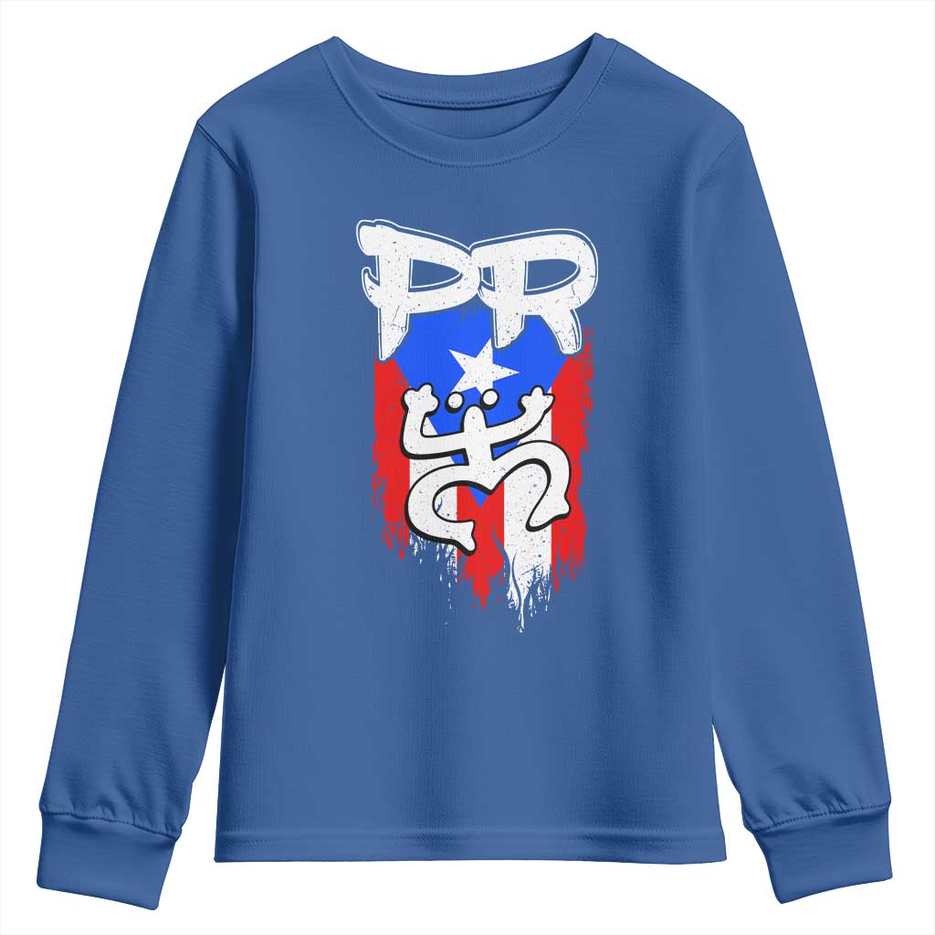 Puerto Rico Flag Hispanic Heritage Month Boricua Taino Coqui Frog Youth Sweatshirt - Wonder Print Shop