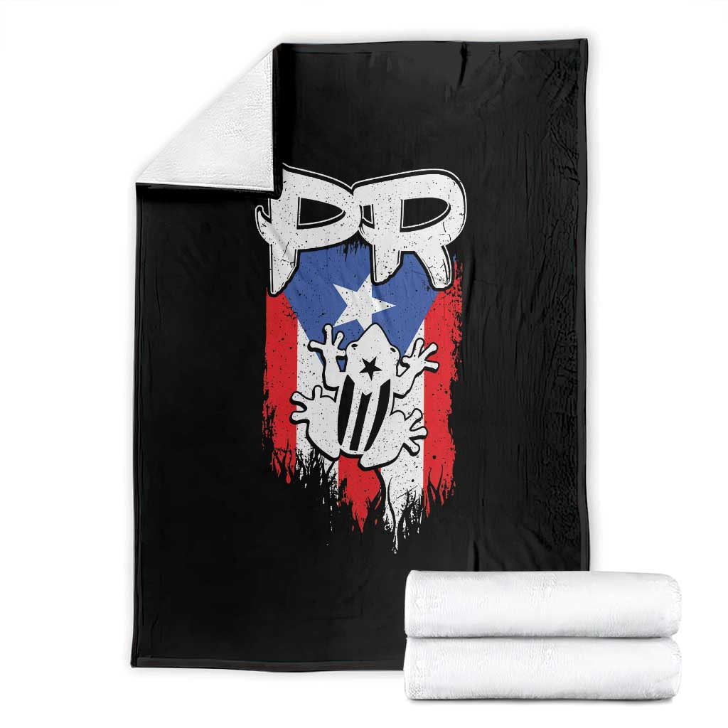 Puerto Rico Flag Hispanic Heritage Month Boricua Coqui Frog Throw Blanket - Wonder Print Shop