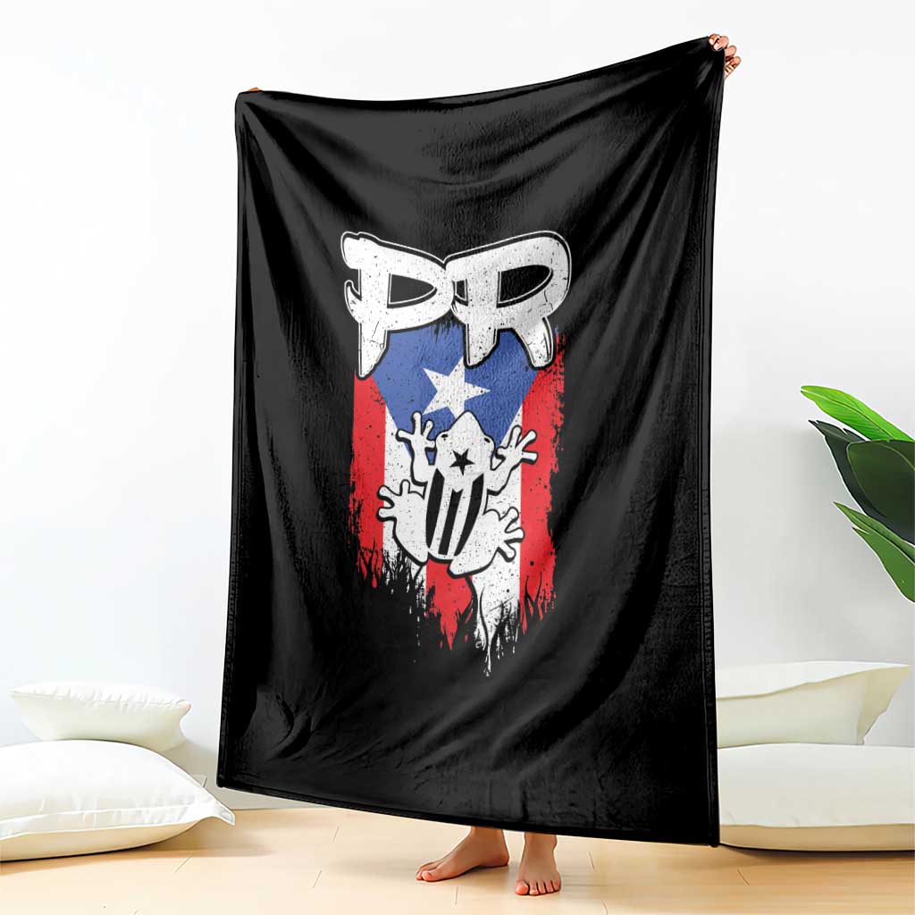 Puerto Rico Flag Hispanic Heritage Month Boricua Coqui Frog Throw Blanket - Wonder Print Shop