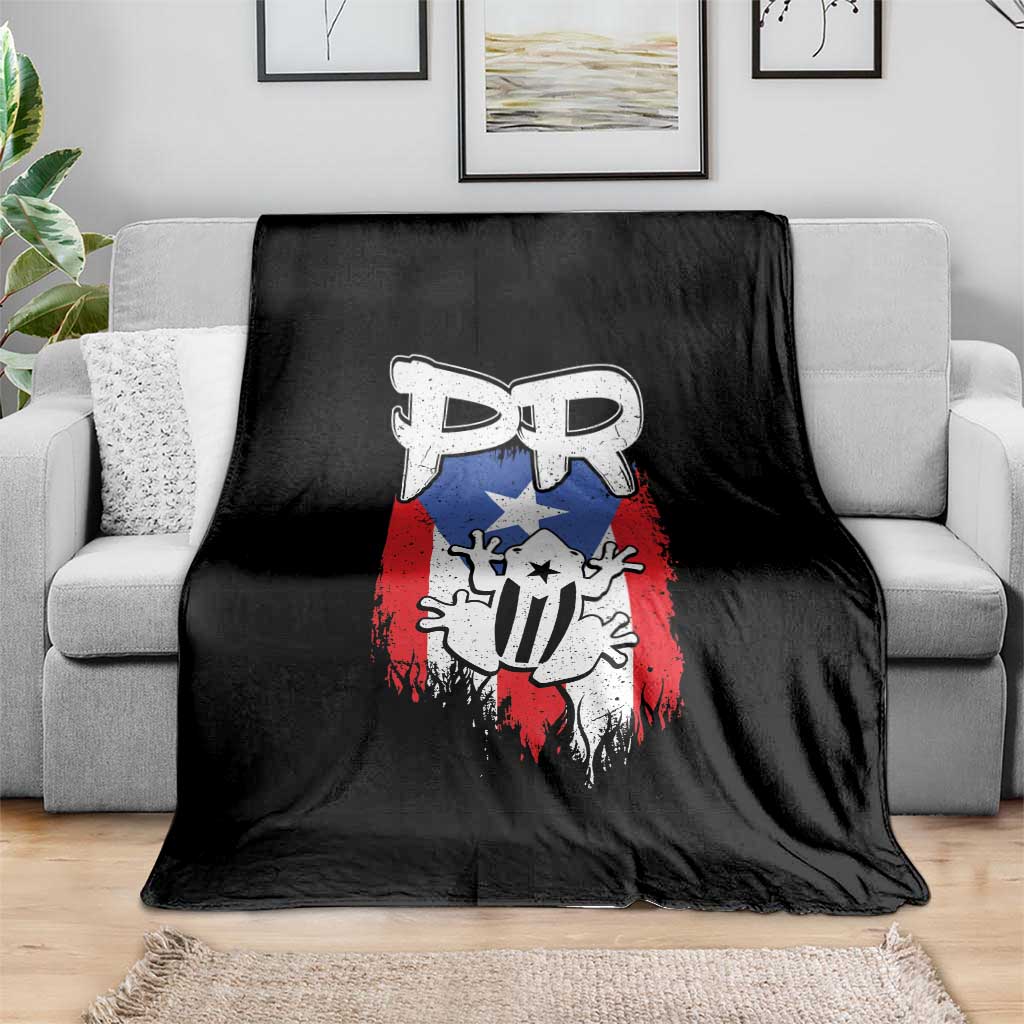 Puerto Rico Flag Hispanic Heritage Month Boricua Coqui Frog Throw Blanket - Wonder Print Shop