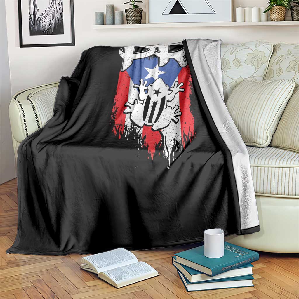 Puerto Rico Flag Hispanic Heritage Month Boricua Coqui Frog Throw Blanket - Wonder Print Shop