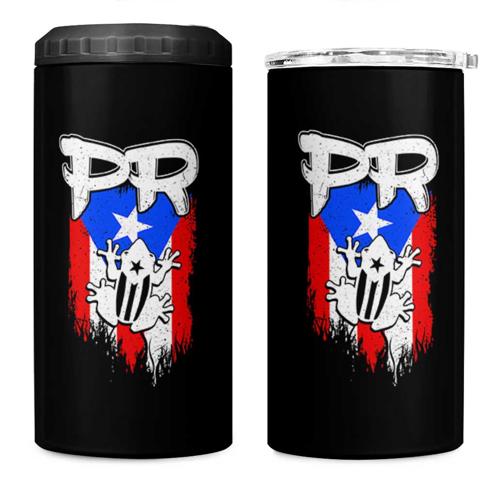 Puerto Rico Flag Hispanic Heritage Month Boricua Coqui Frog 4 in 1 Can Cooler Tumbler - Wonder Print Shop