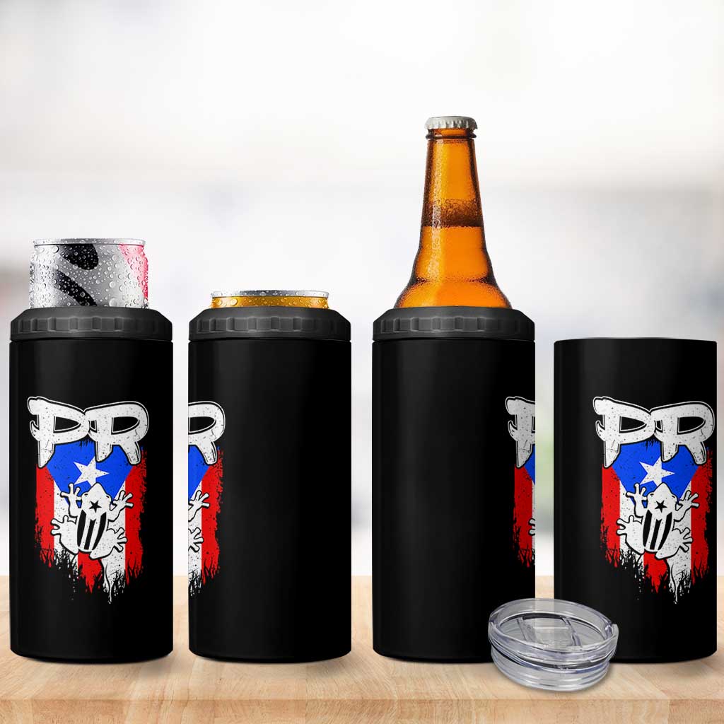 Puerto Rico Flag Hispanic Heritage Month Boricua Coqui Frog 4 in 1 Can Cooler Tumbler - Wonder Print Shop