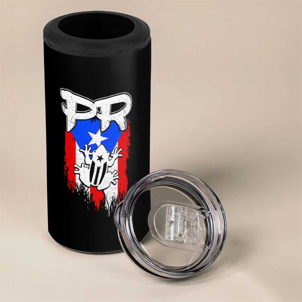 Puerto Rico Flag Hispanic Heritage Month Boricua Coqui Frog 4 in 1 Can Cooler Tumbler - Wonder Print Shop