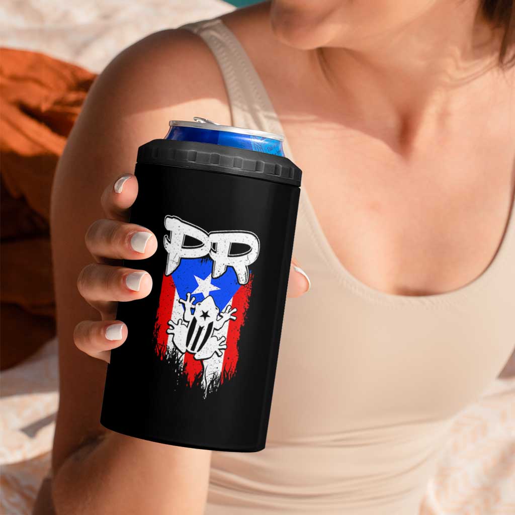 Puerto Rico Flag Hispanic Heritage Month Boricua Coqui Frog 4 in 1 Can Cooler Tumbler - Wonder Print Shop