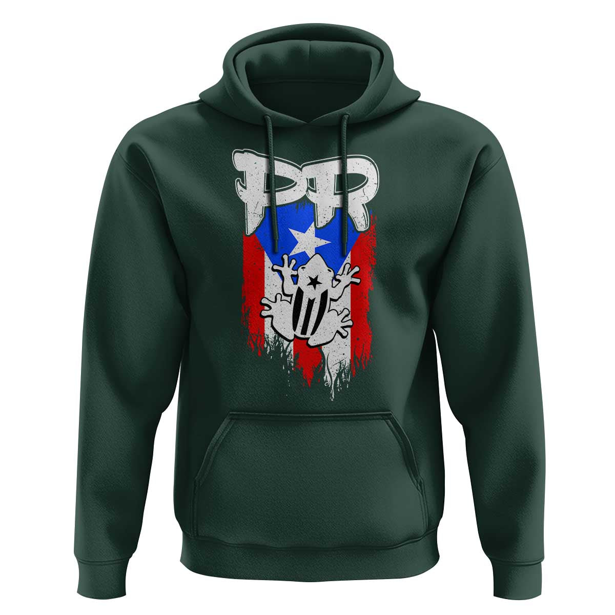 Puerto Rico Flag Hispanic Heritage Month Boricua Coqui Frog Hoodie - Wonder Print Shop