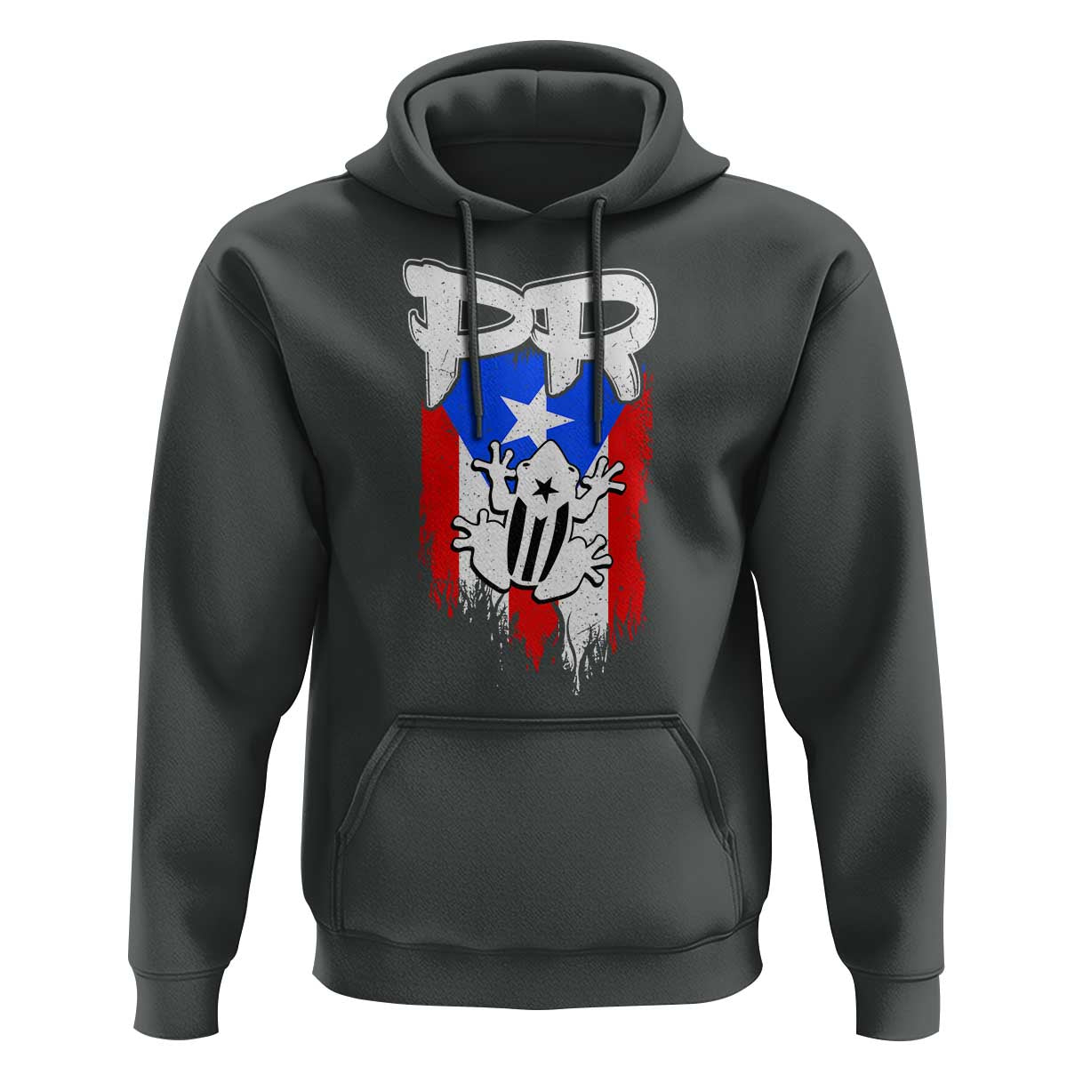 Puerto Rico Flag Hispanic Heritage Month Boricua Coqui Frog Hoodie - Wonder Print Shop