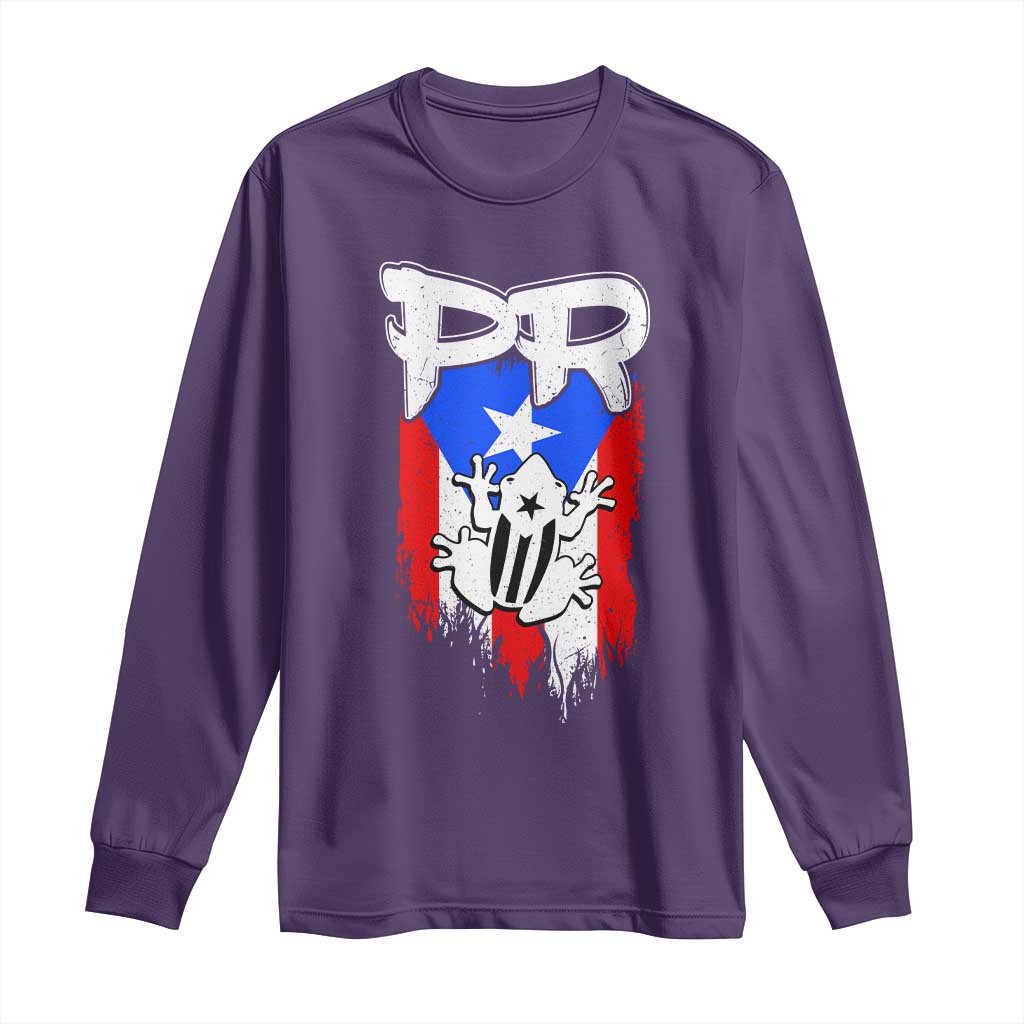 Puerto Rico Flag Hispanic Heritage Month Boricua Coqui Frog Long Sleeve Shirt - Wonder Print Shop