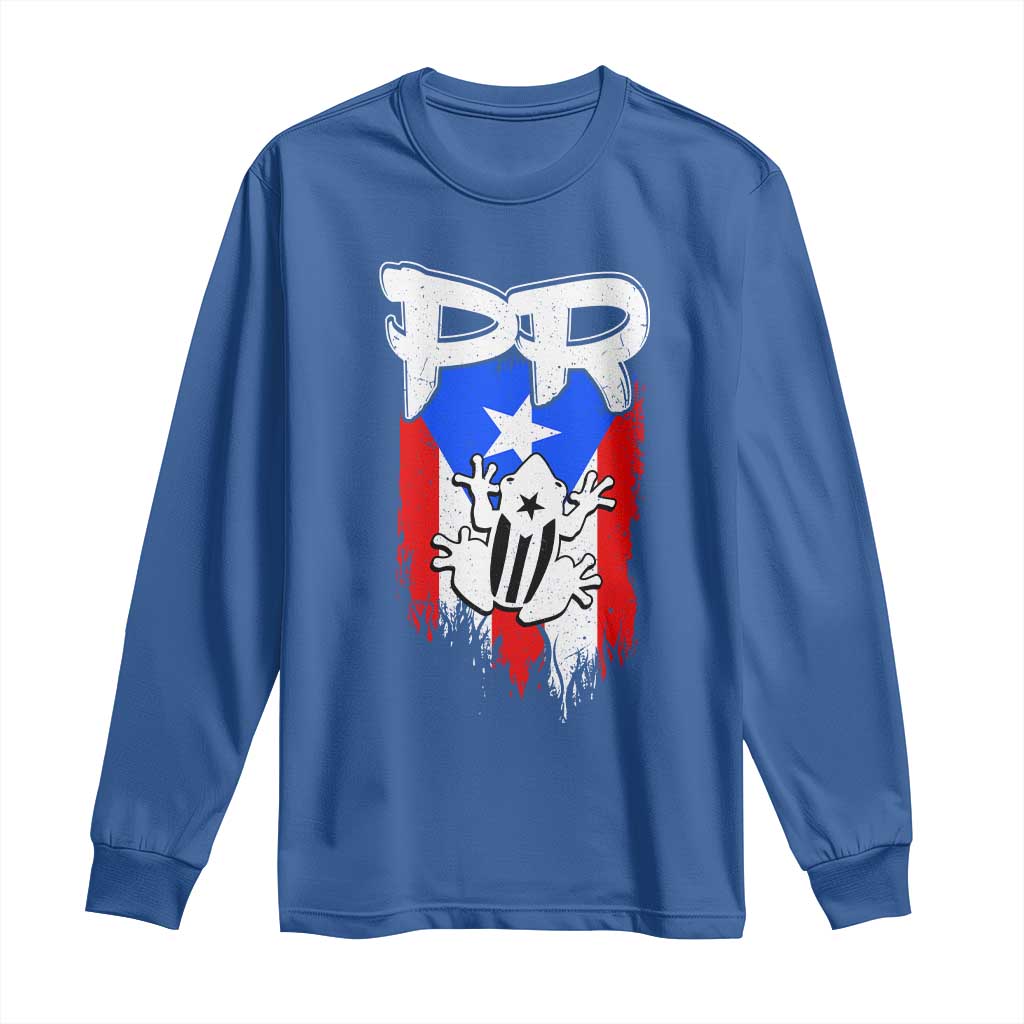 Puerto Rico Flag Hispanic Heritage Month Boricua Coqui Frog Long Sleeve Shirt - Wonder Print Shop