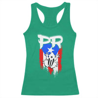 Puerto Rico Flag Hispanic Heritage Month Boricua Coqui Frog Racerback Tank Top - Wonder Print Shop