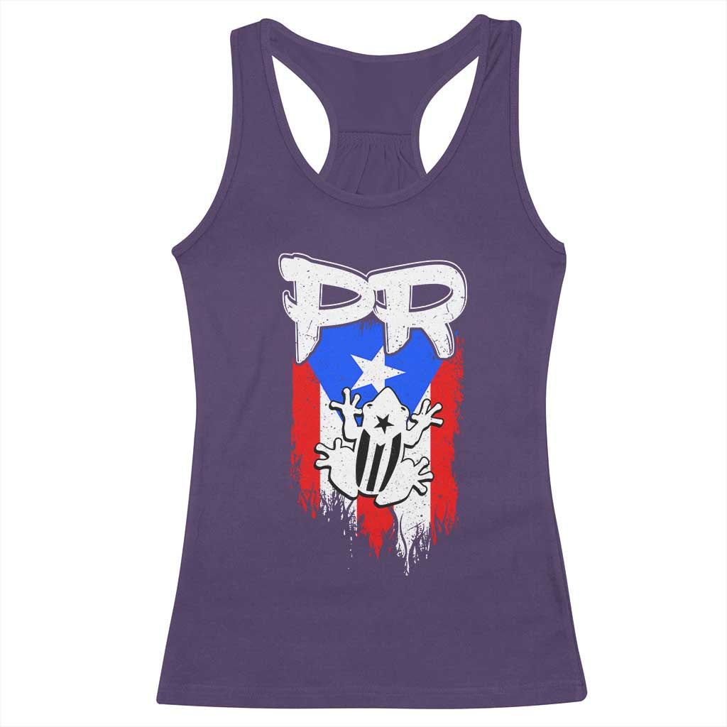 Puerto Rico Flag Hispanic Heritage Month Boricua Coqui Frog Racerback Tank Top - Wonder Print Shop