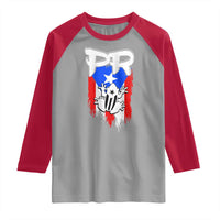 Puerto Rico Flag Hispanic Heritage Month Boricua Coqui Frog Raglan Shirt - Wonder Print Shop