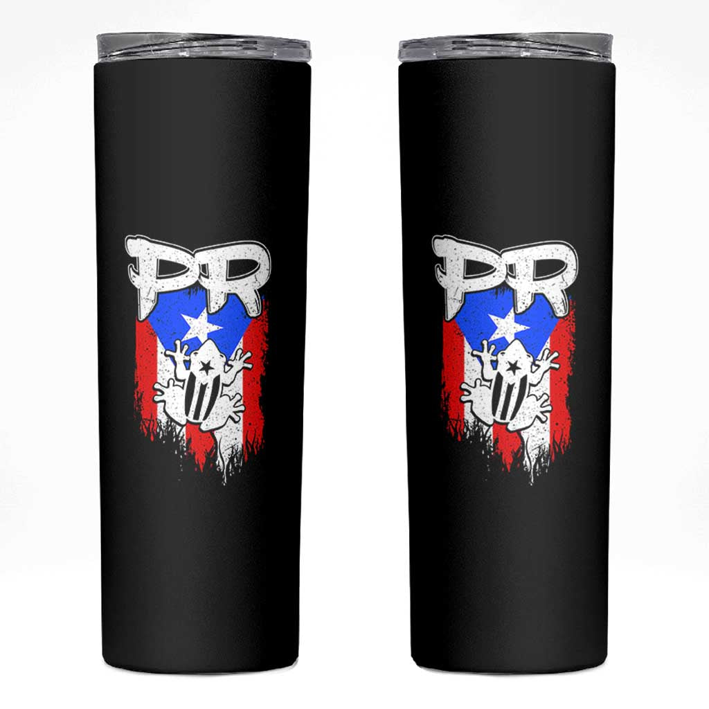 Puerto Rico Flag Hispanic Heritage Month Boricua Coqui Frog Skinny Tumbler - Wonder Print Shop