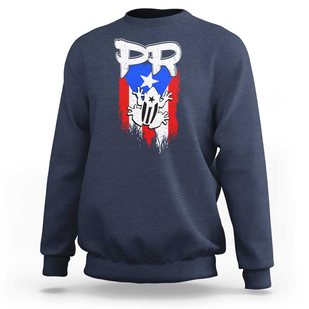 Puerto Rico Flag Hispanic Heritage Month Boricua Coqui Frog Sweatshirt - Wonder Print Shop