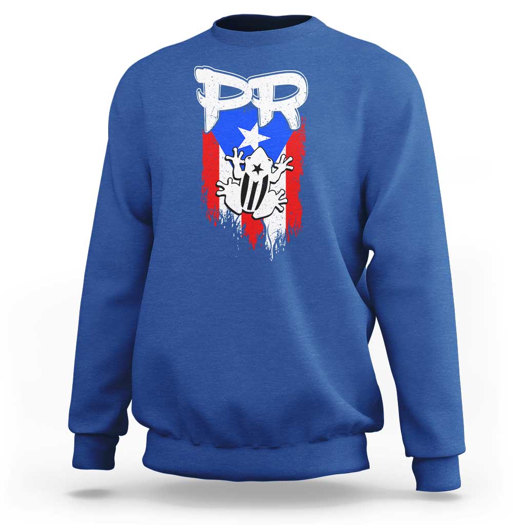 Puerto Rico Flag Hispanic Heritage Month Boricua Coqui Frog Sweatshirt - Wonder Print Shop