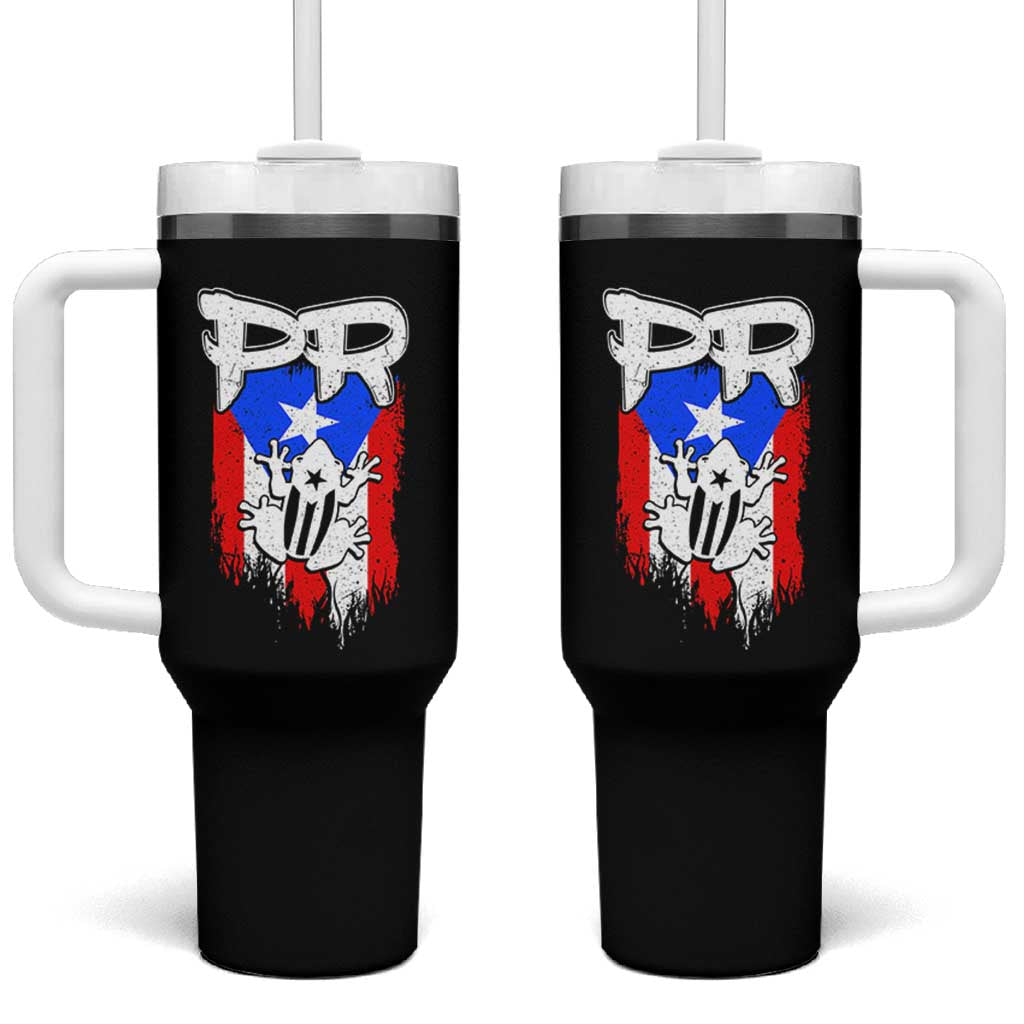 Puerto Rico Flag Hispanic Heritage Month Boricua Coqui Frog Tumbler With Handle - Wonder Print Shop