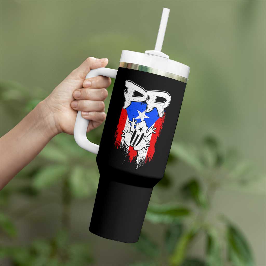 Puerto Rico Flag Hispanic Heritage Month Boricua Coqui Frog Tumbler With Handle - Wonder Print Shop