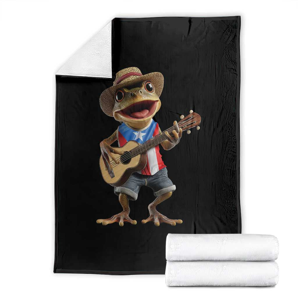 Puerto Rico Coqui Frog Puerto Rican Flag Taino Boricua Guitar Throw Blanket - Wonder Print Shop