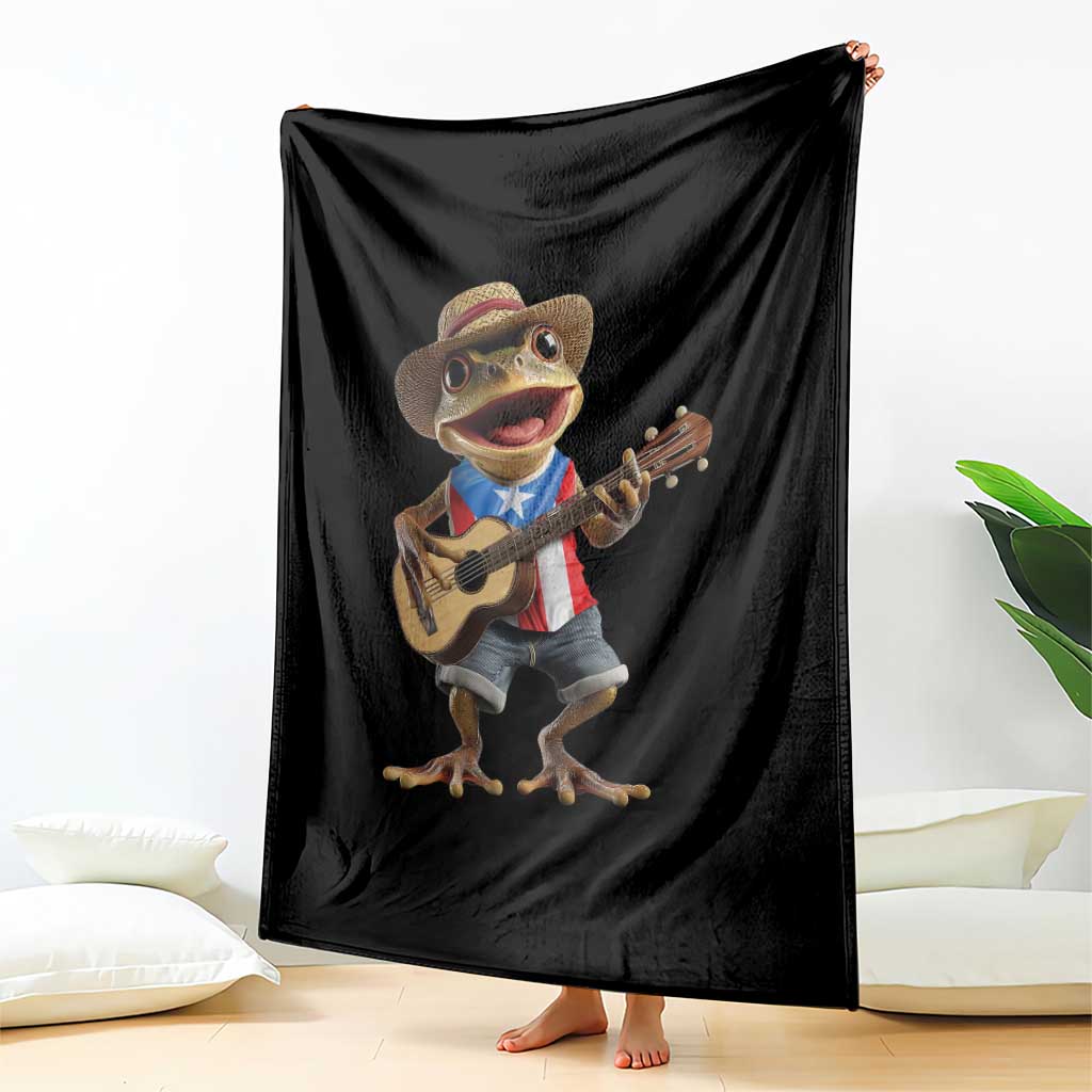 Puerto Rico Coqui Frog Puerto Rican Flag Taino Boricua Guitar Throw Blanket - Wonder Print Shop