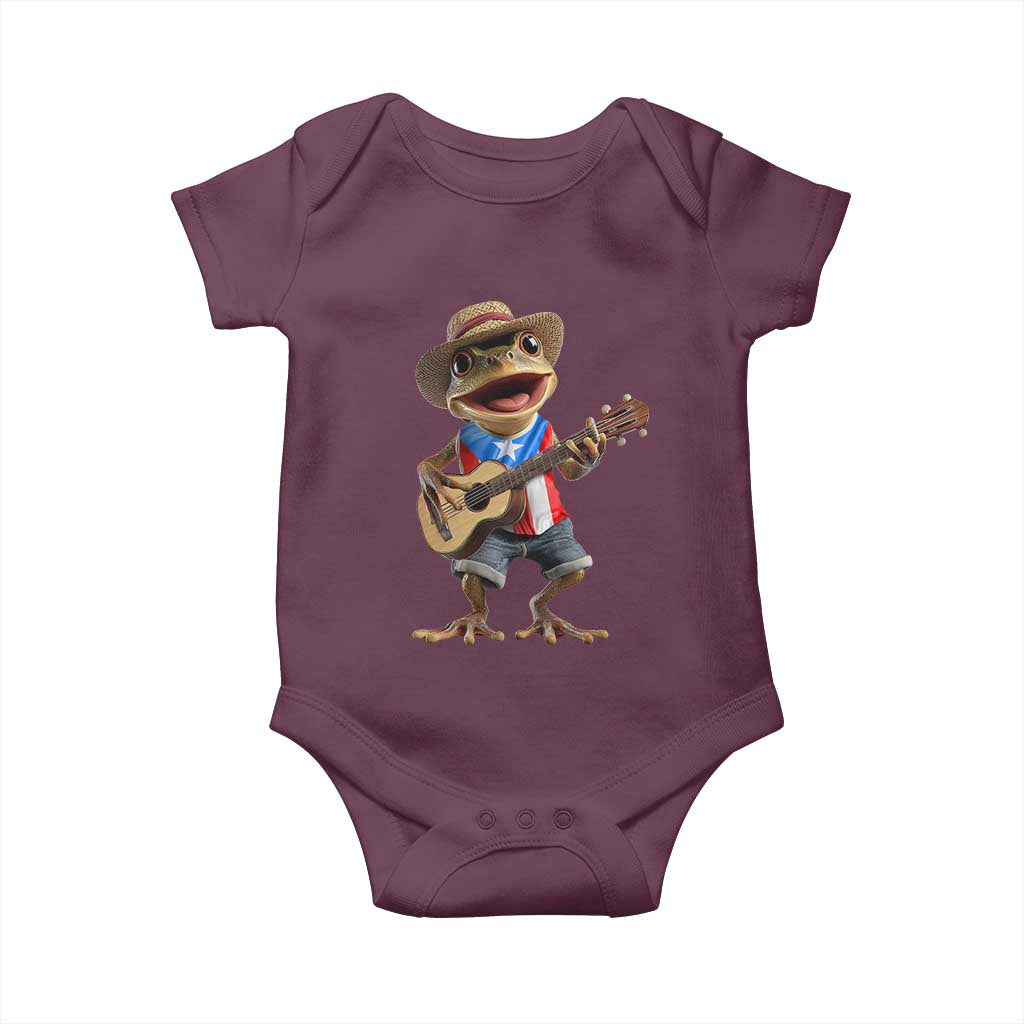 Puerto Rico Coqui Frog Puerto Rican Flag Taino Boricua Guitar Baby Onesie - Wonder Print Shop