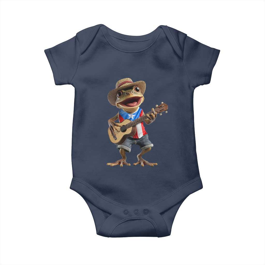 Puerto Rico Coqui Frog Puerto Rican Flag Taino Boricua Guitar Baby Onesie - Wonder Print Shop
