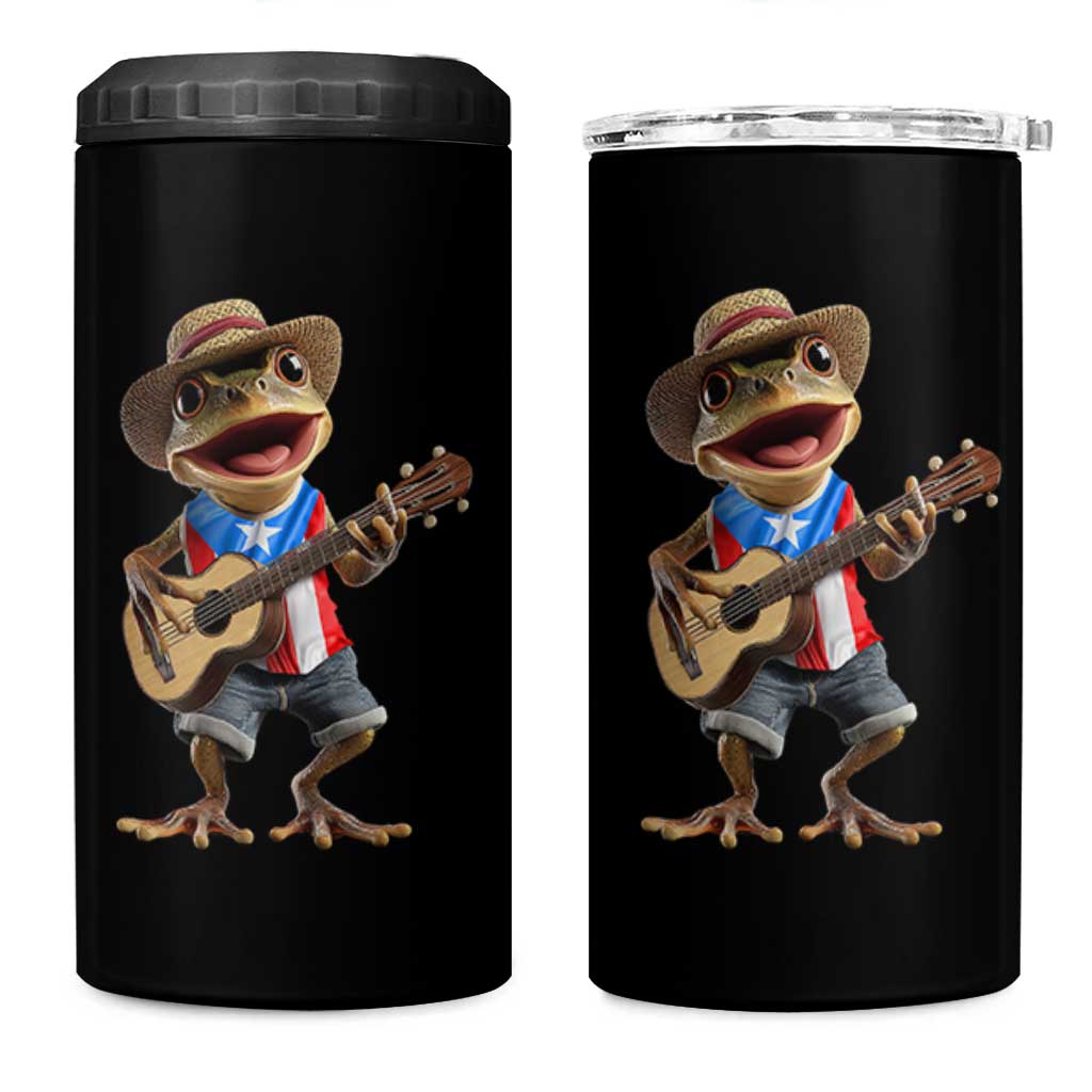 Puerto Rico Coqui Frog Puerto Rican Flag Taino Boricua Guitar 4 in 1 Can Cooler Tumbler - Wonder Print Shop