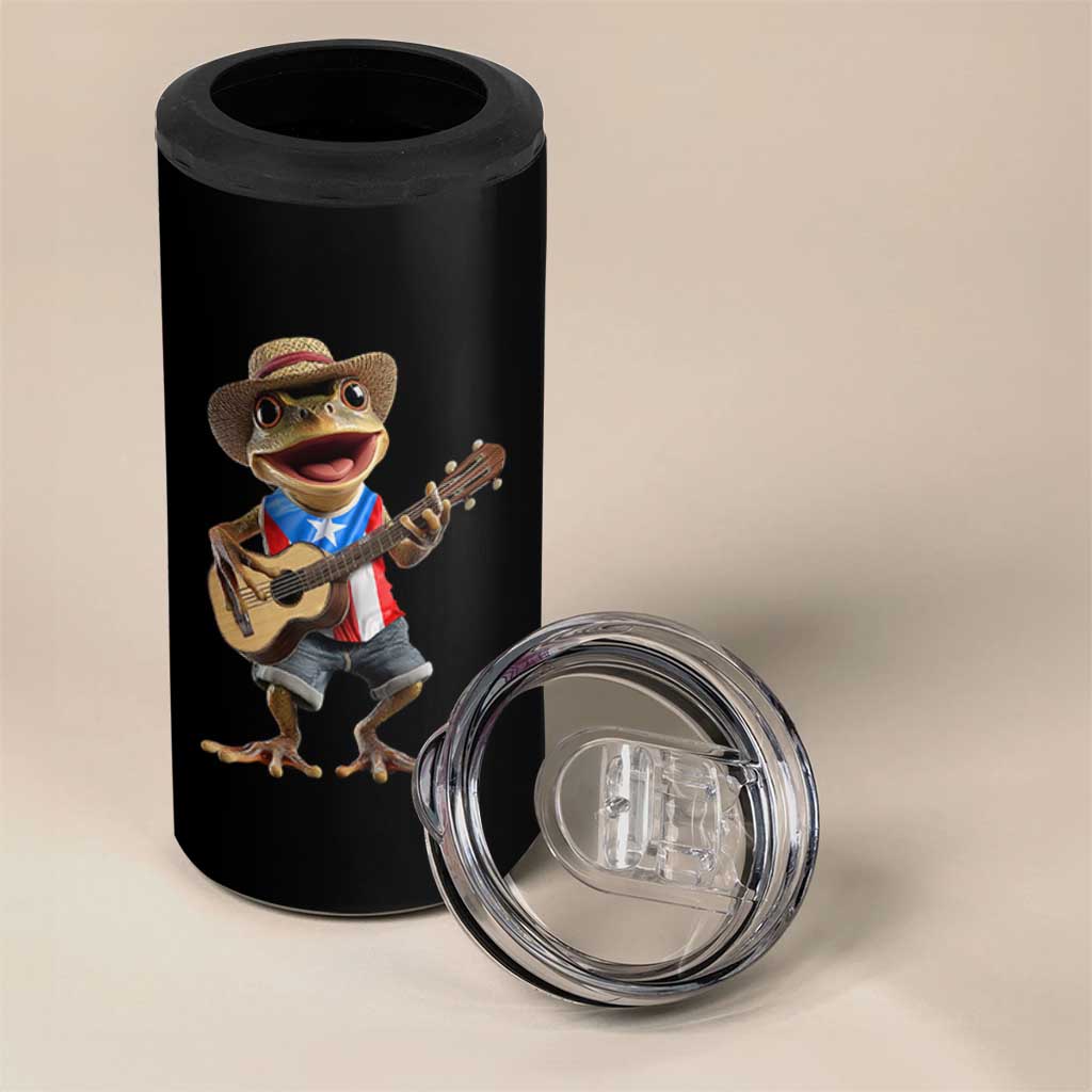 Puerto Rico Coqui Frog Puerto Rican Flag Taino Boricua Guitar 4 in 1 Can Cooler Tumbler - Wonder Print Shop