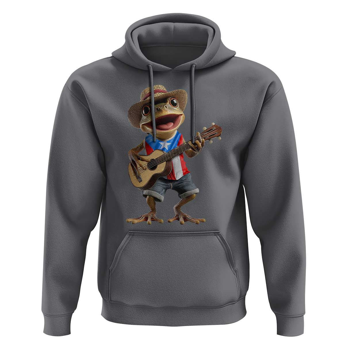 Puerto Rico Coqui Frog Puerto Rican Flag Taino Boricua Guitar Hoodie - Wonder Print Shop